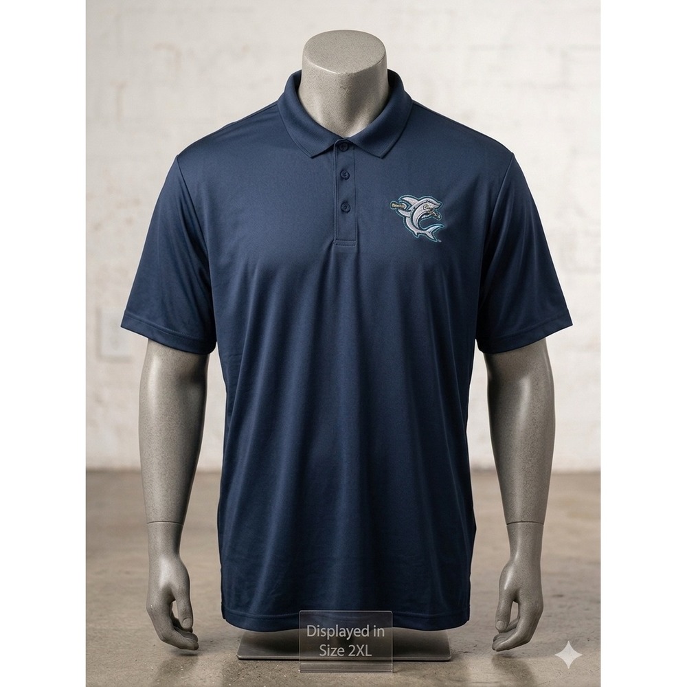 Sport-Tek Mens 2XL Navy Blue Shark Logo PosiCharge Competitor Polo Shirt ST350
